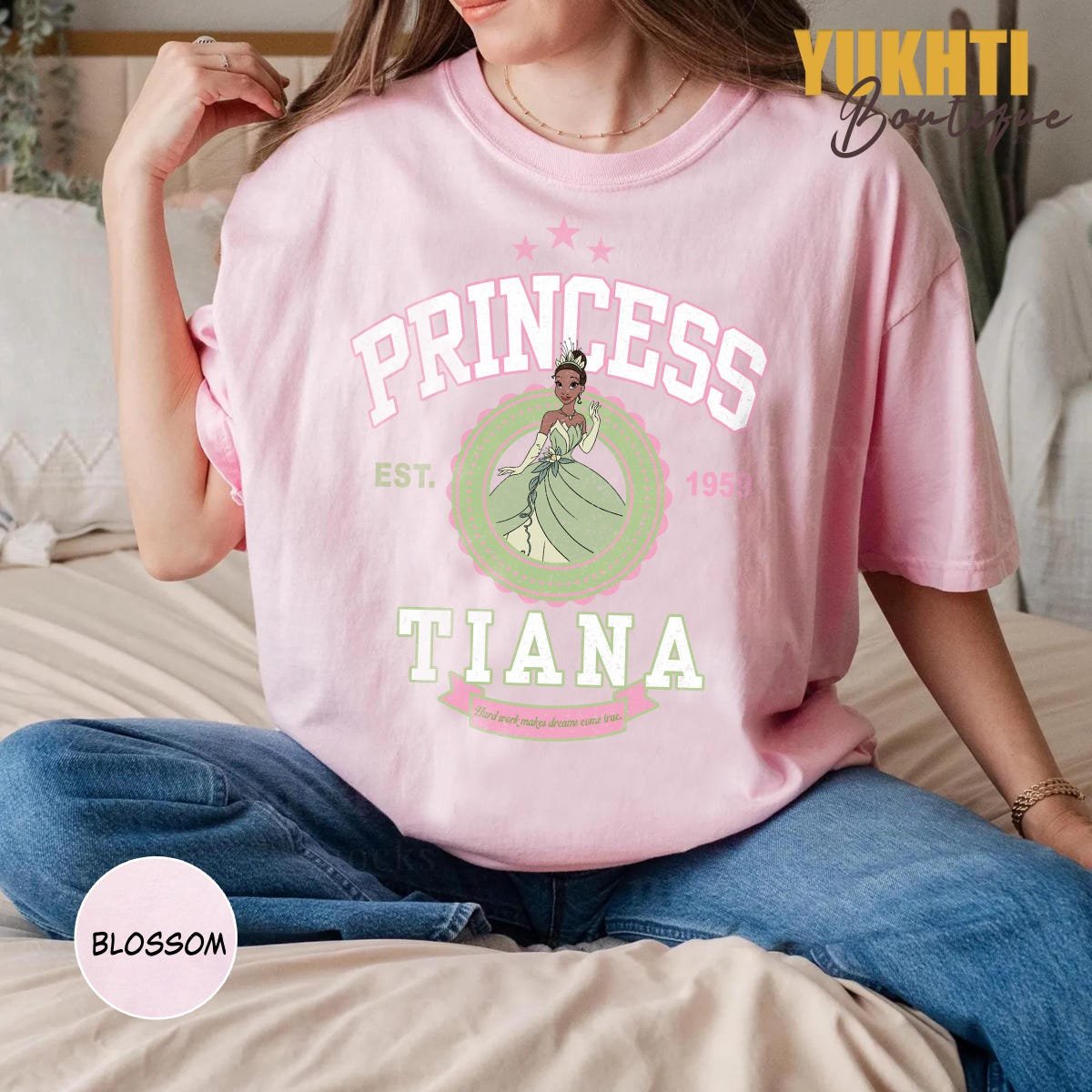 Disney Princess Comfort Colors Shirt Tiana Ariel Belle Rapunzel Tee