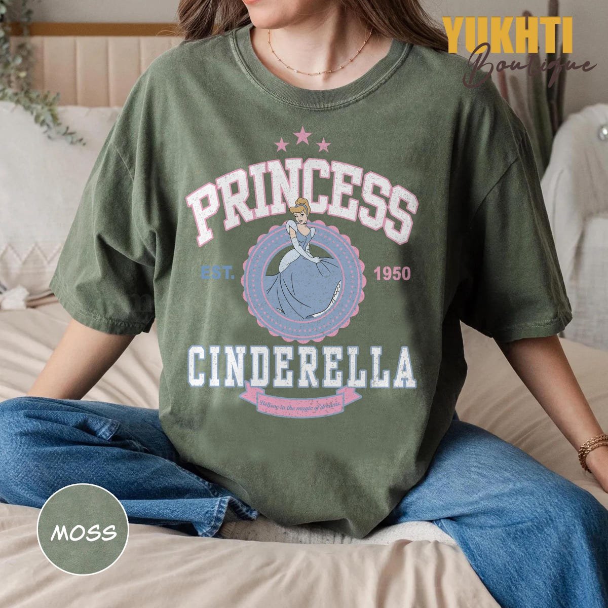 Disney Princess Comfort Colors Shirt Tiana Ariel Belle Rapunzel Tee