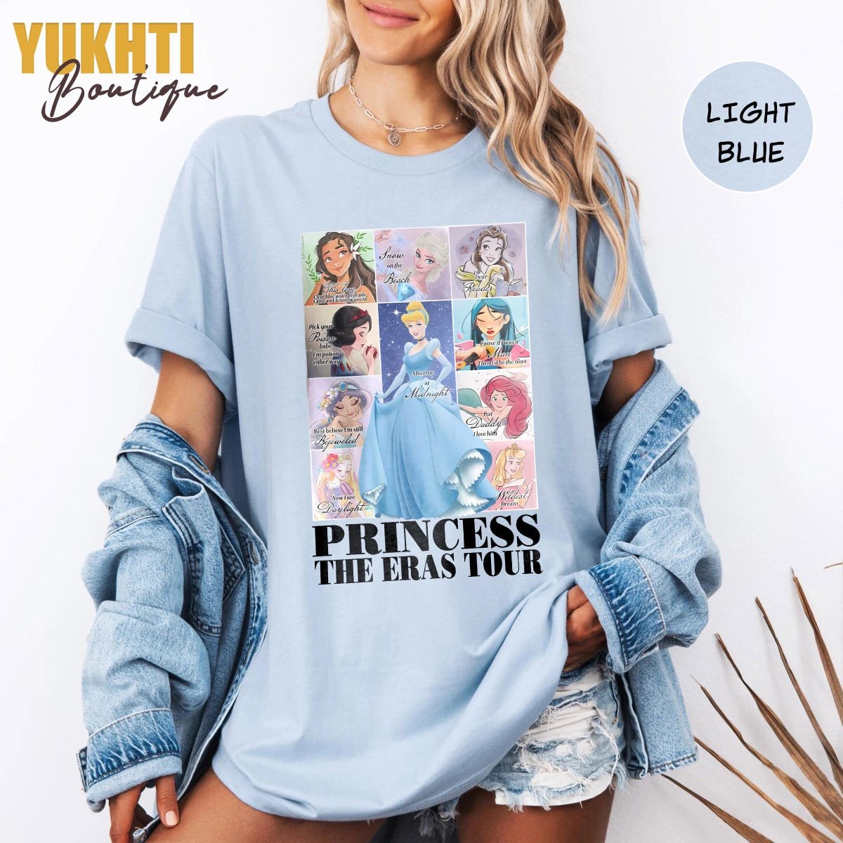 Disney Princess Retro Shirt Tiana Ariel Cinderella Disneyland Tee