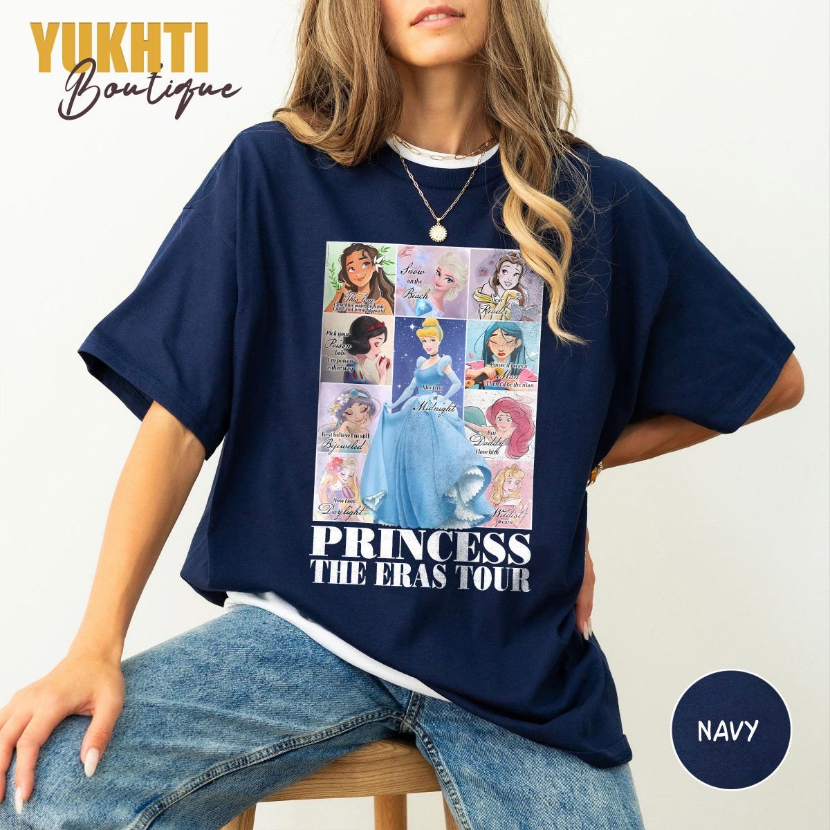 Disney Princess Retro Shirt Tiana Ariel Cinderella Disneyland Tee