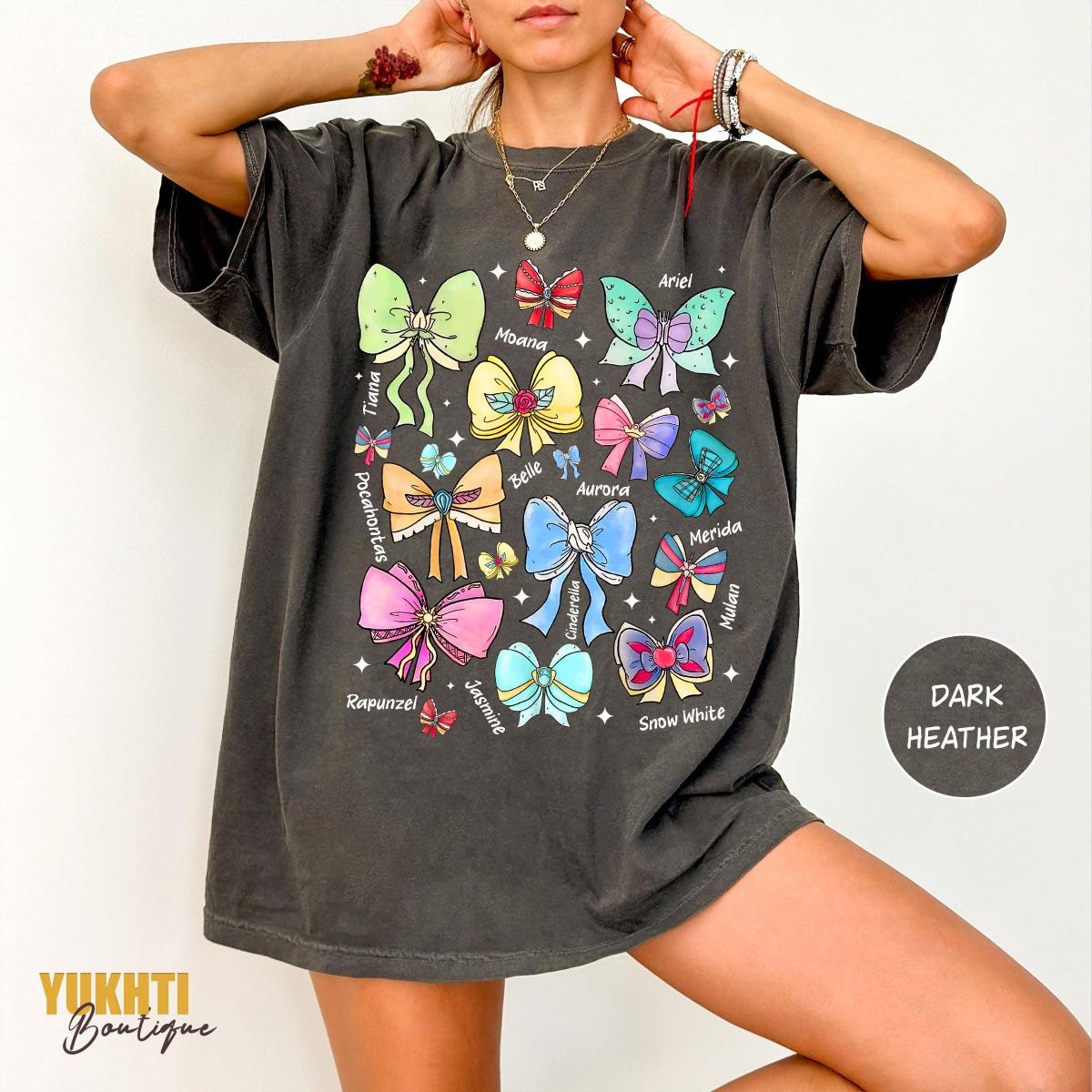 Disney Princess Shirt Retro Watercolor Coquette Bows Aurora Ariel Belle
