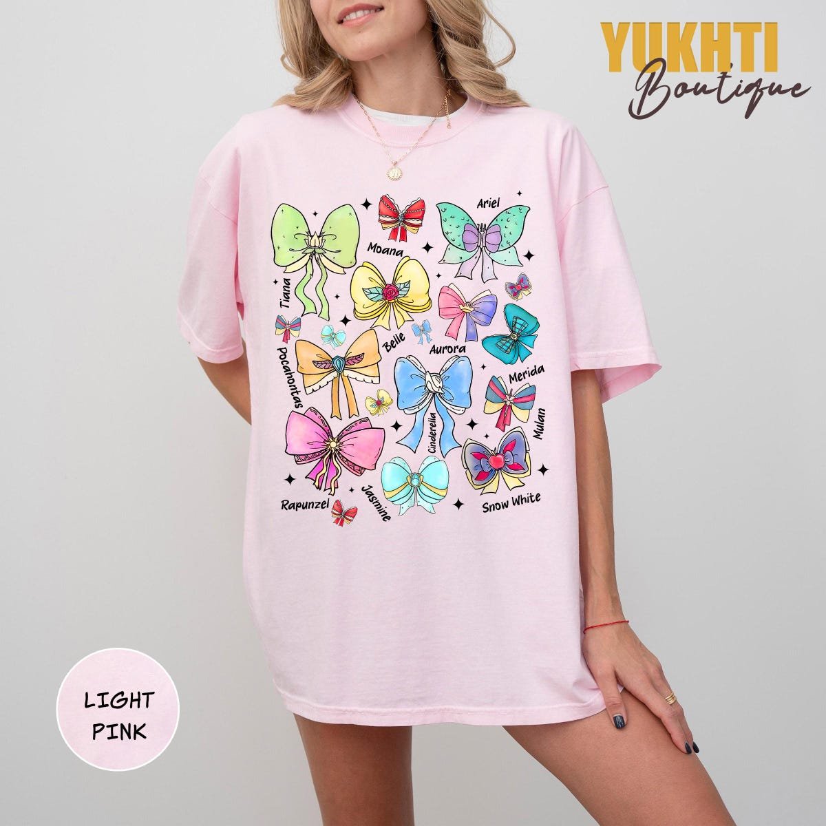 Disney Princess Shirt Retro Watercolor Coquette Bows Aurora Ariel Belle