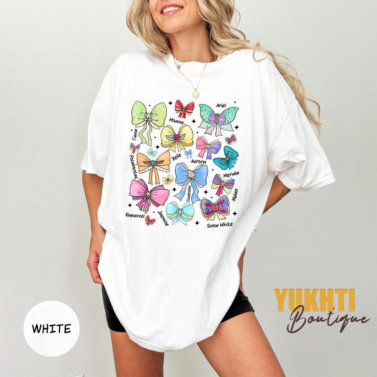 Disney Princess Shirt Retro Watercolor Coquette Bows Aurora Ariel Belle
