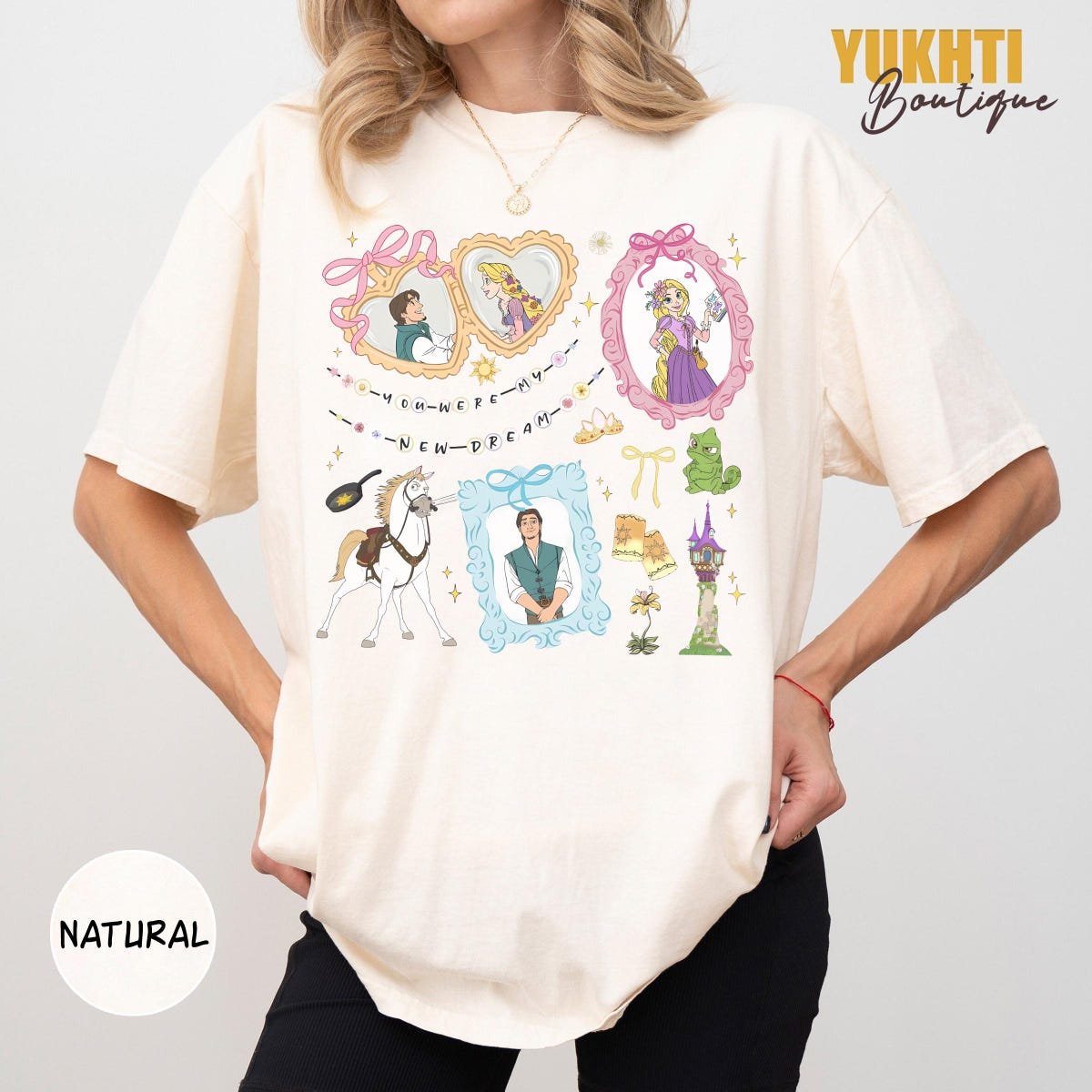 Disney Tangled Rapunzel Shirt Floral Princess Tee