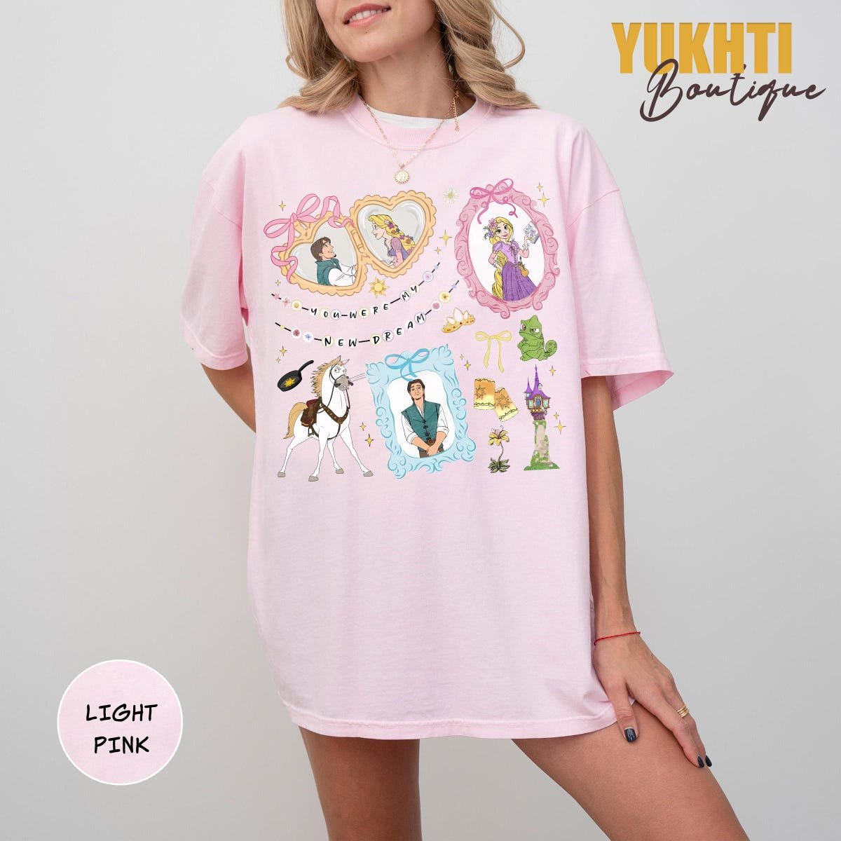 Disney Tangled Rapunzel Shirt Floral Princess Tee