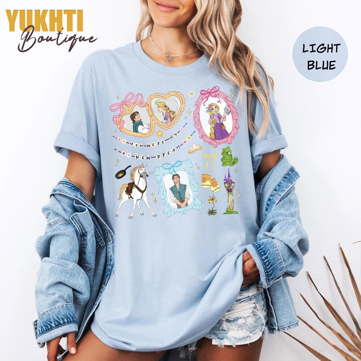 Disney Tangled Rapunzel Shirt Floral Princess Tee