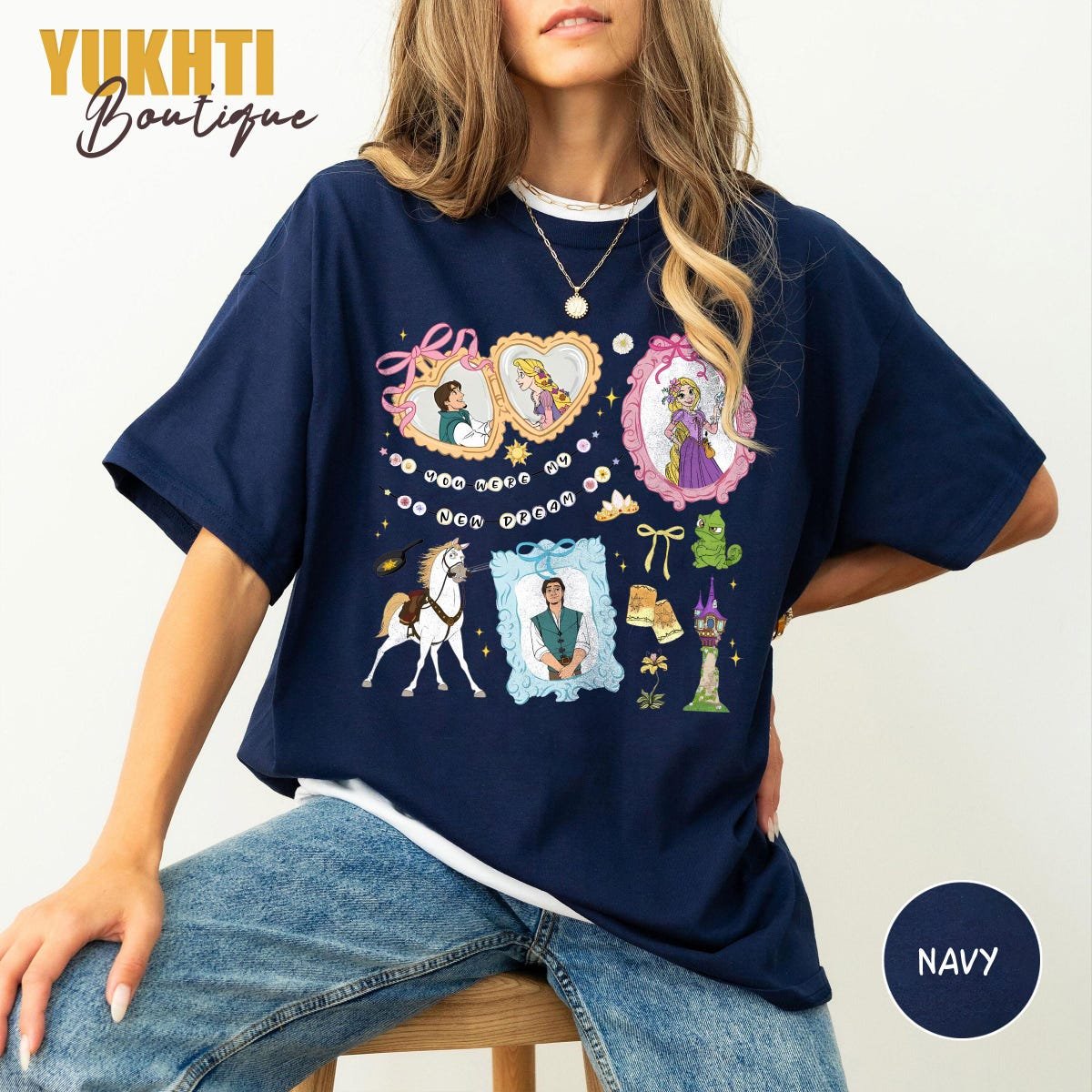 Disney Tangled Rapunzel Shirt Floral Princess Tee