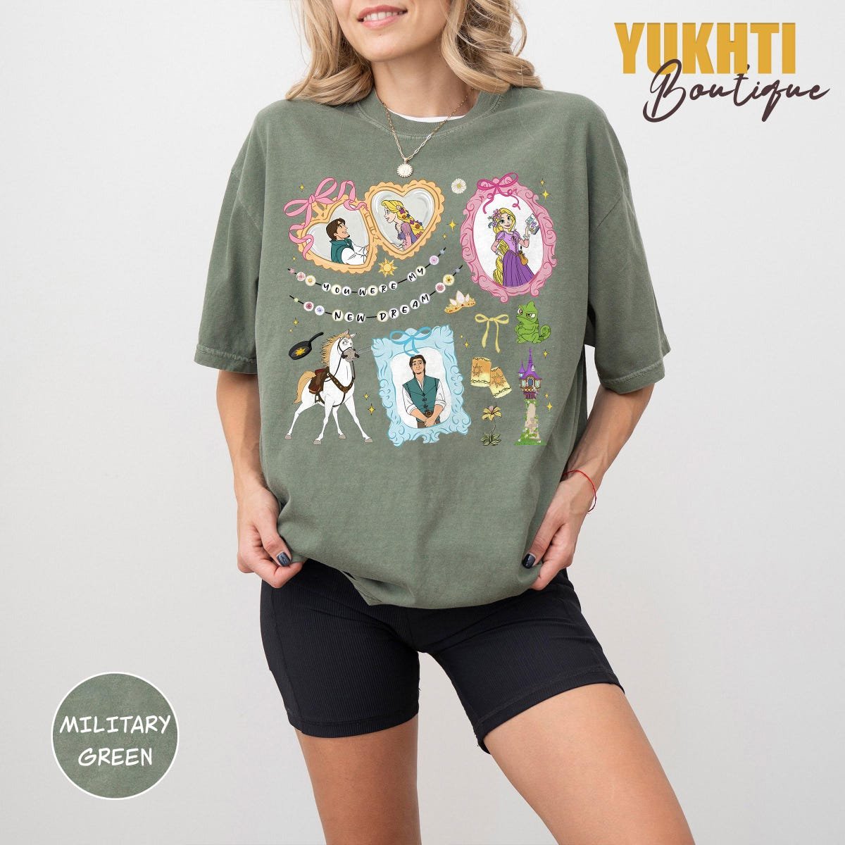 Disney Tangled Rapunzel Shirt Floral Princess Tee