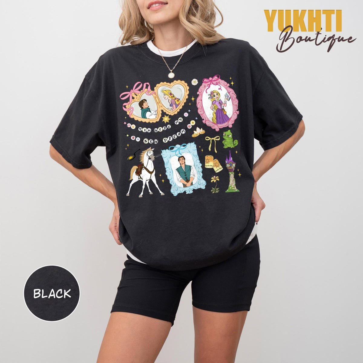 Disney Tangled Rapunzel Shirt Floral Princess Tee