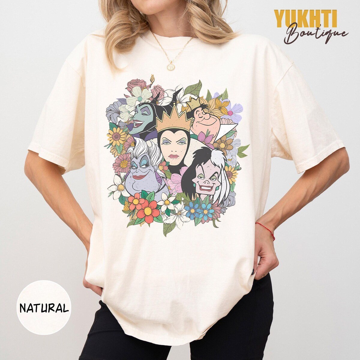 Disney Villains Floral Shirt Retro Bad Witches Group Vacation Tee
