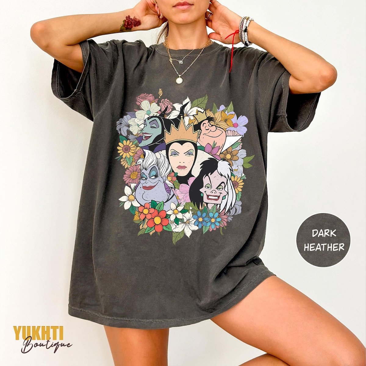 Disney Villains Floral Shirt Retro Bad Witches Group Vacation Tee
