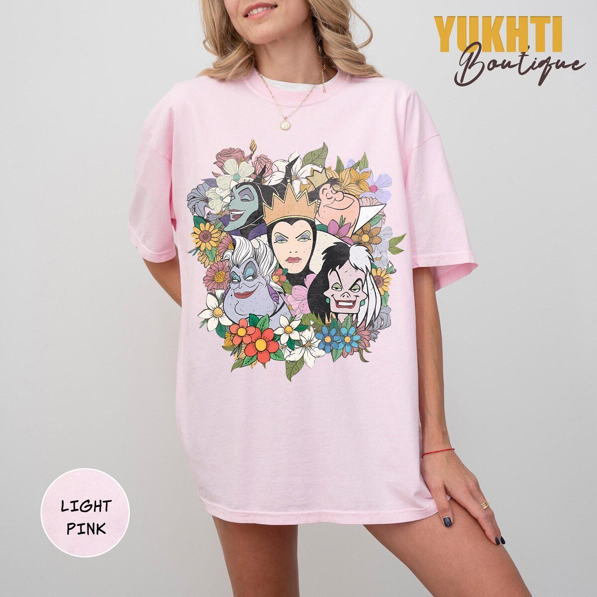 Disney Villains Floral Shirt Retro Bad Witches Group Vacation Tee