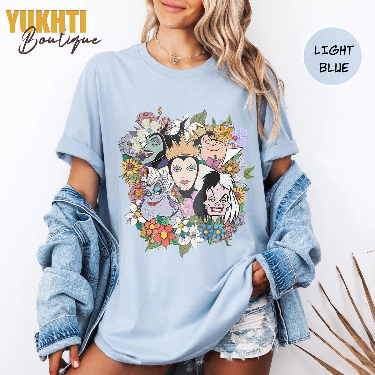 Disney Villains Floral Shirt Retro Bad Witches Group Vacation Tee