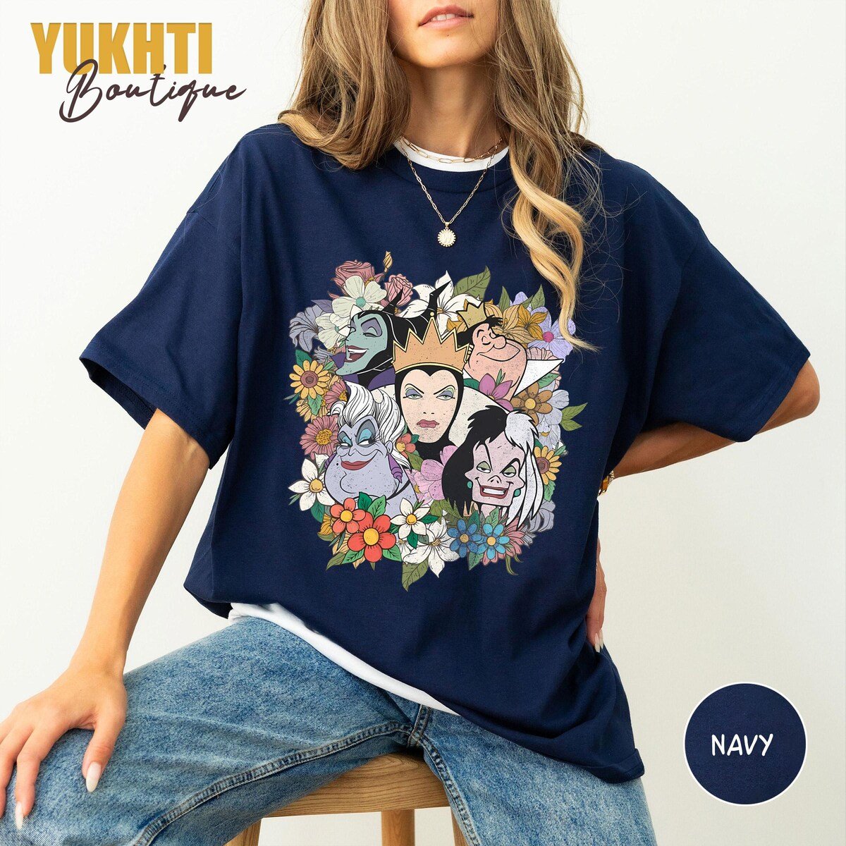 Disney Villains Floral Shirt Retro Bad Witches Group Vacation Tee