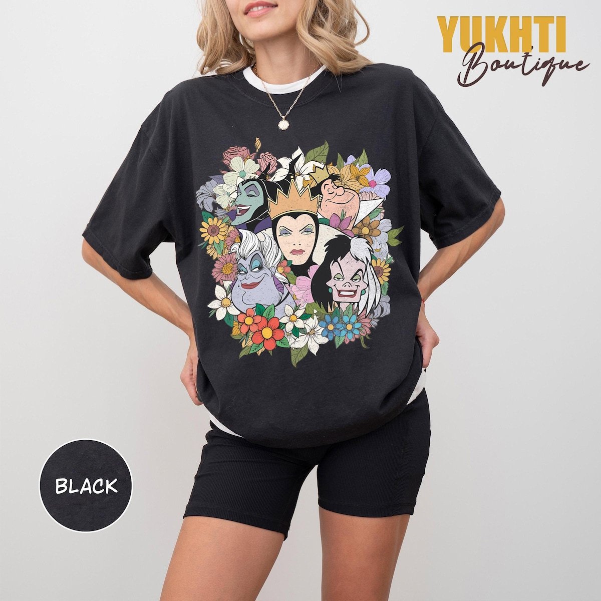 Disney Villains Floral Shirt Retro Bad Witches Group Vacation Tee