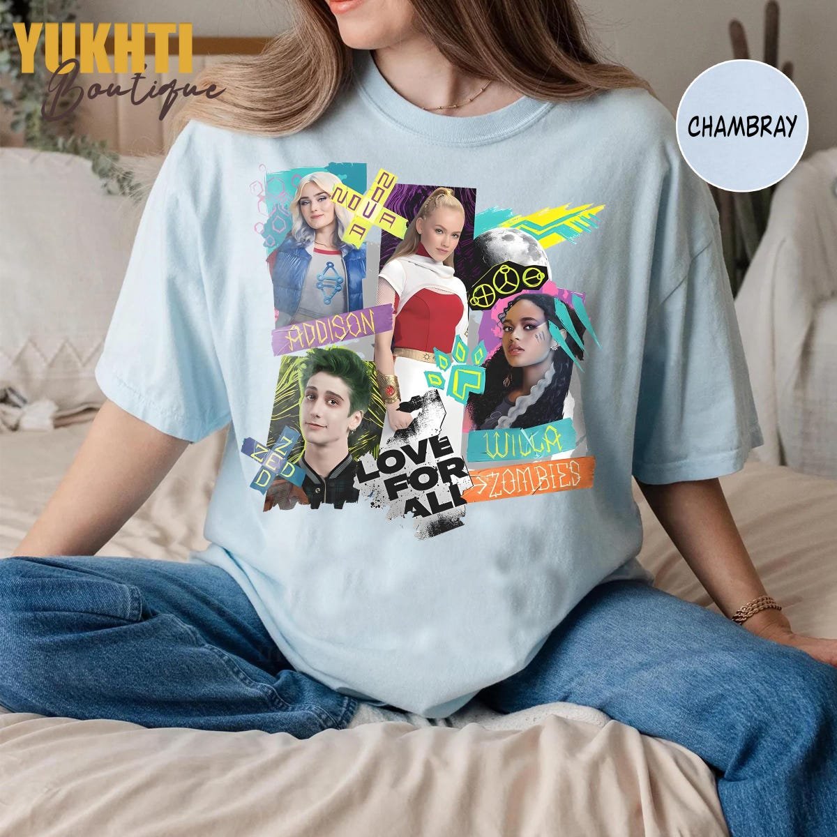 Disney Zombies 4 Characters Shirt - Zed & Addison Tee for Disneyland 2025