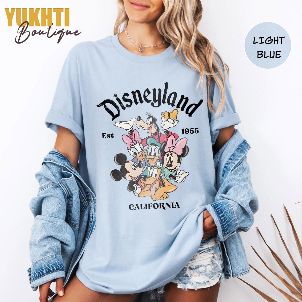 Disneyland California Vintage Shirts Mickey Friends Family Vacation 1955
