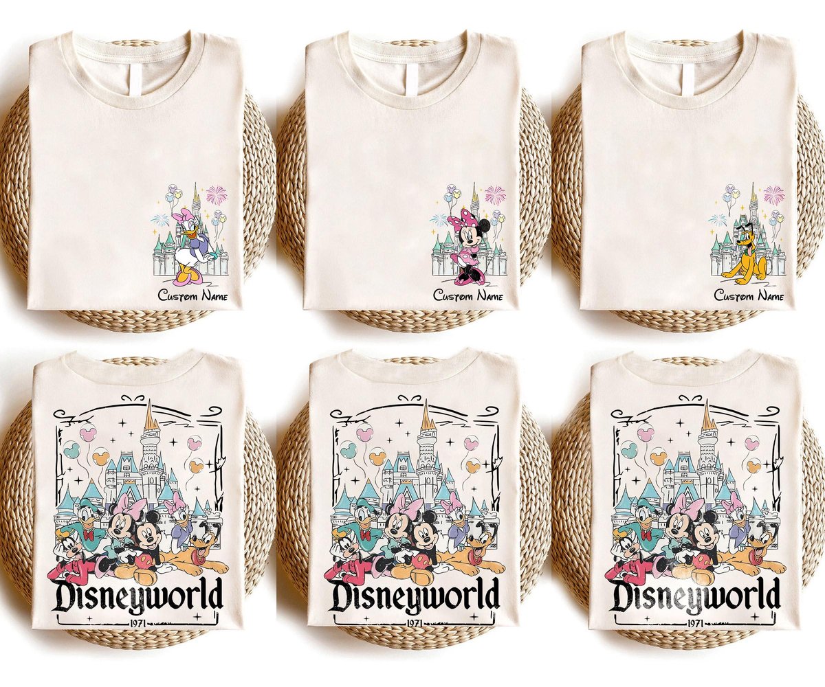Disneyworld Custom Shirts Mickey Friends Family Trip 2025 Retro Design