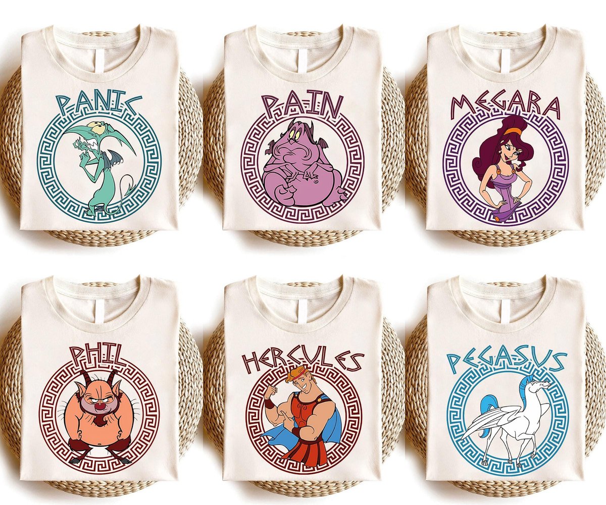 Hercules Disney Characters Shirt Retro Greek Mythology Family Tee