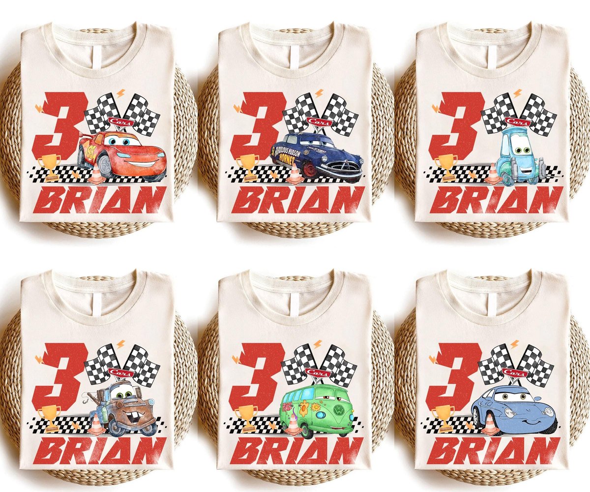 Lightning McQueen Birthday Shirt Custom Pixar Cars Tee Personalized