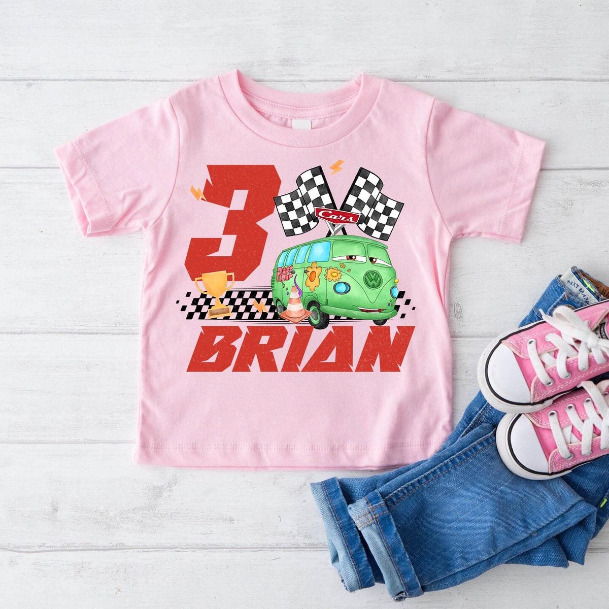 Lightning McQueen Birthday Shirt Custom Pixar Cars Tee Personalized