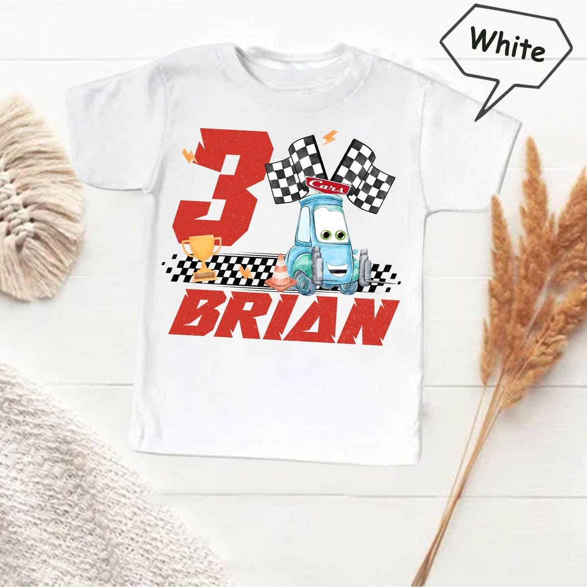 Lightning McQueen Birthday Shirt Custom Pixar Cars Tee Personalized