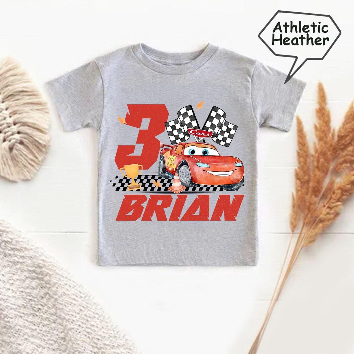 Lightning McQueen Birthday Shirt Custom Pixar Cars Tee Personalized