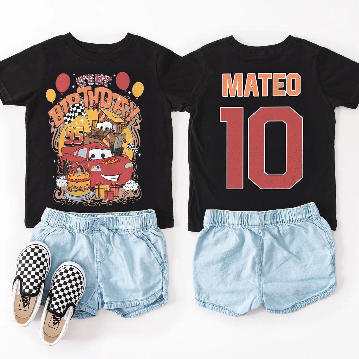 Lightning McQueen Birthday Shirt for Boys Disney Cars Racing Tee