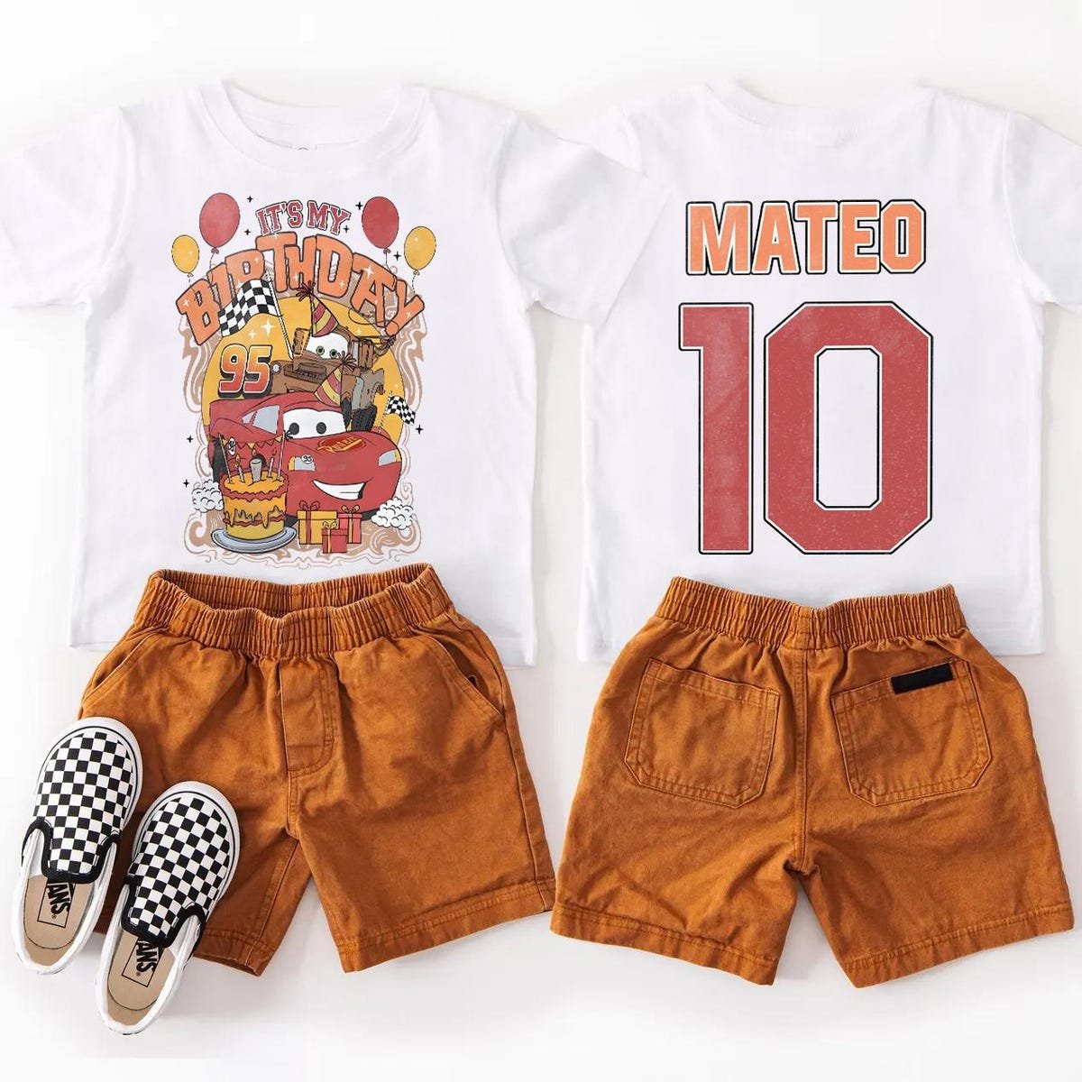 Lightning McQueen Birthday Shirt for Boys Disney Cars Racing Tee