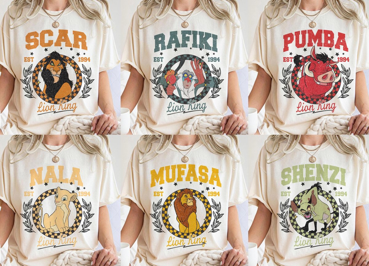 Lion King Character Shirts Vintage 90s Disney Tee Simba Nala Mufasa