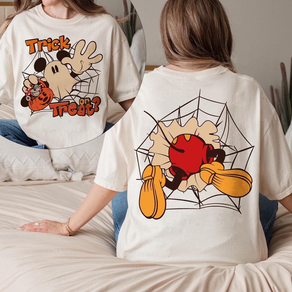 Mickey Ghost Halloween Shirt Retro Comfort Disney Trick or Treat Tee