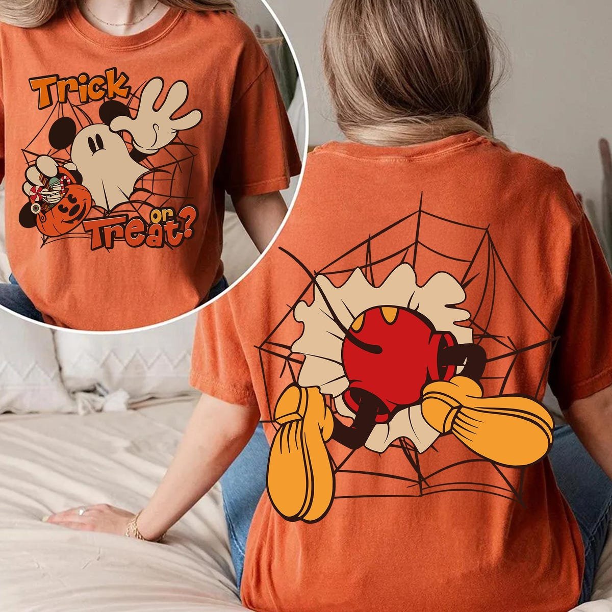 Mickey Ghost Halloween Shirt Retro Comfort Disney Trick or Treat Tee