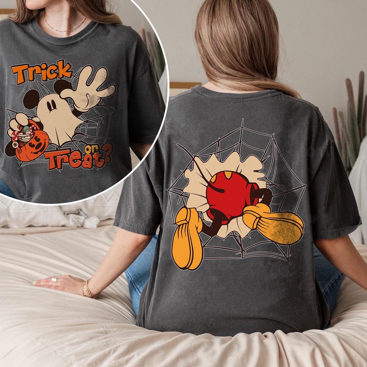 Mickey Ghost Halloween Shirt Retro Comfort Disney Trick or Treat Tee