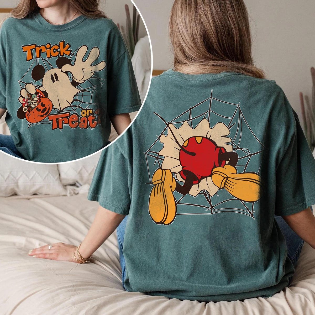 Mickey Ghost Halloween Shirt Retro Comfort Disney Trick or Treat Tee