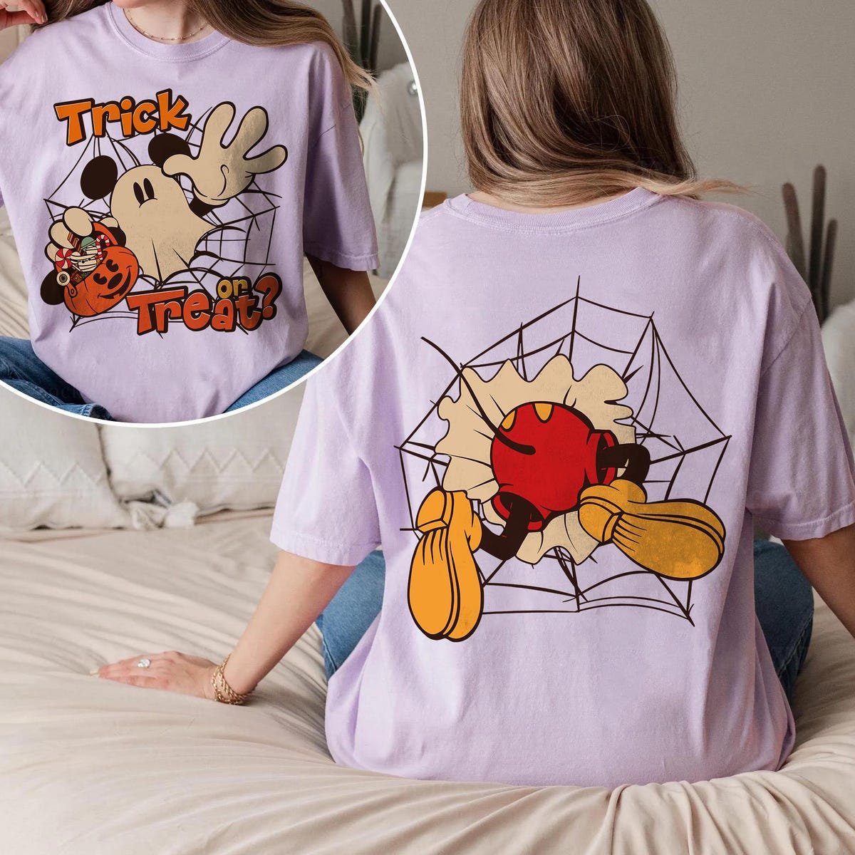 Mickey Ghost Halloween Shirt Retro Comfort Disney Trick or Treat Tee