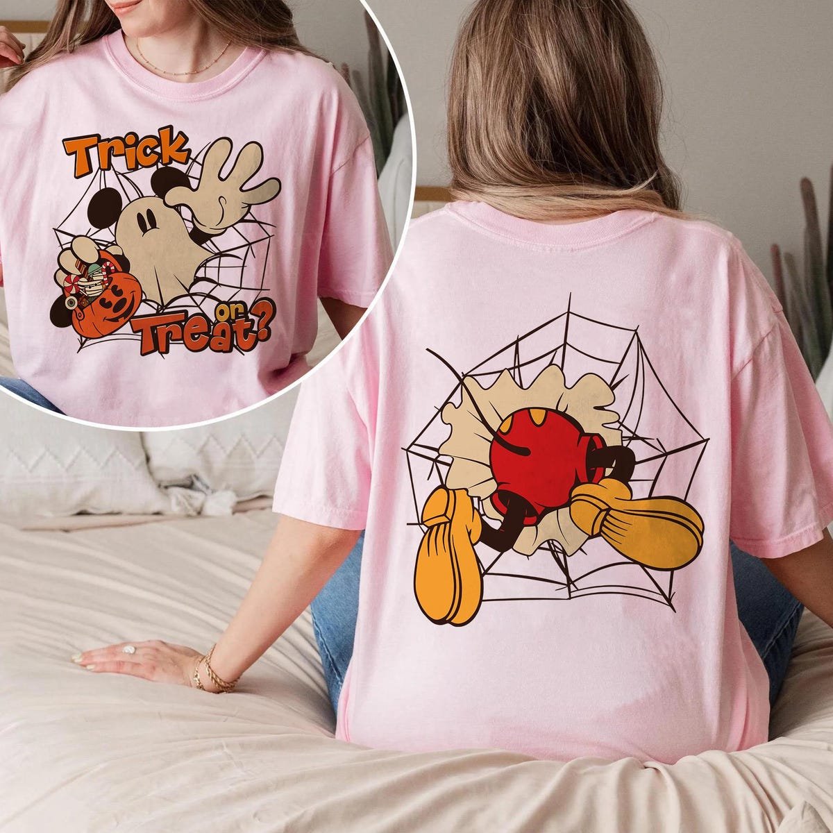 Mickey Ghost Halloween Shirt Retro Comfort Disney Trick or Treat Tee