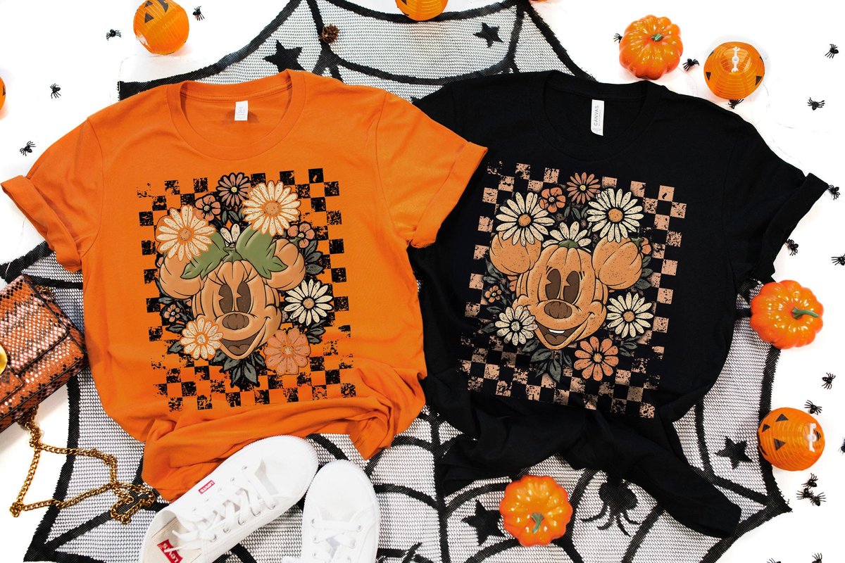 Mickey Minnie Pumpkin Shirt Disney Halloween Couples Tee 2025