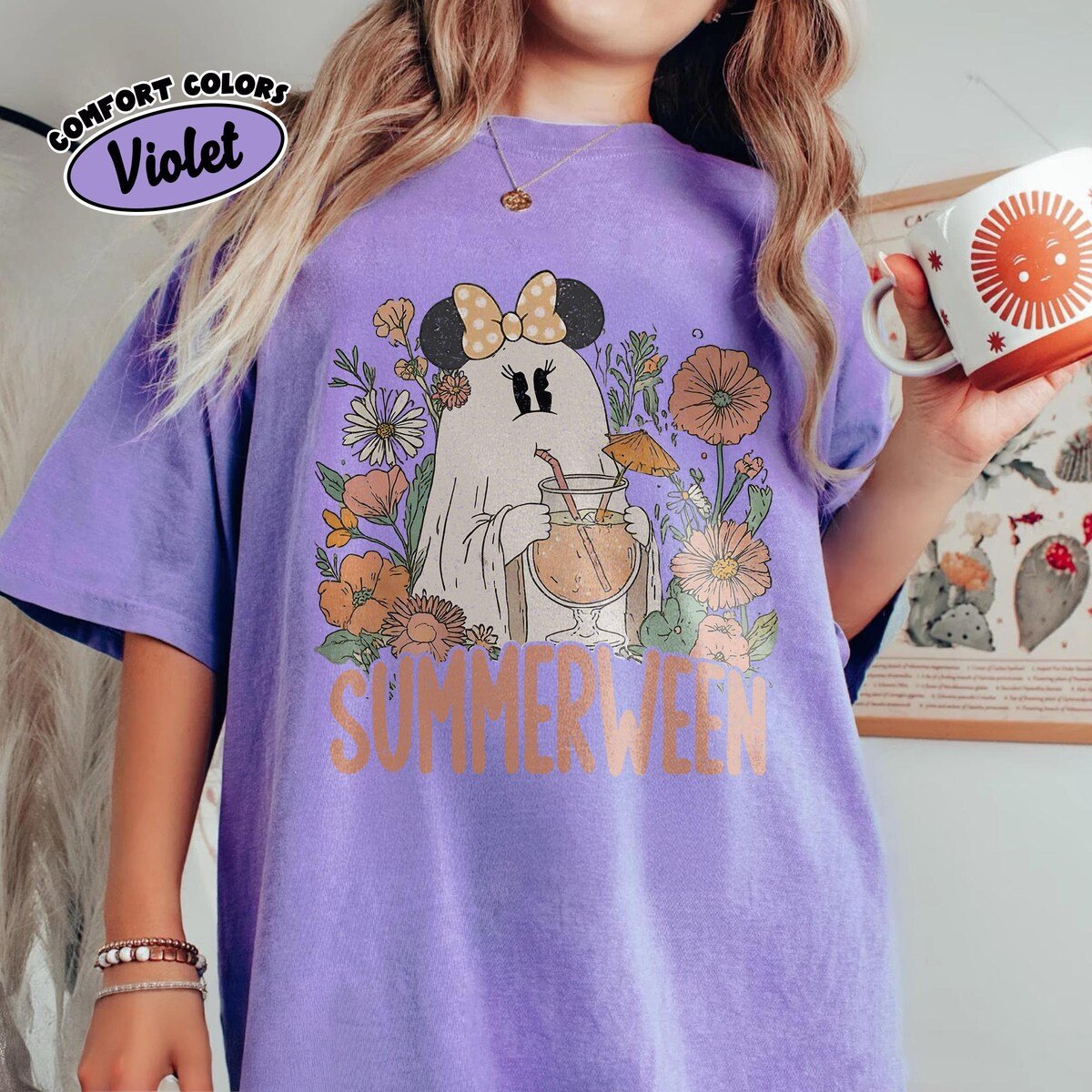Minnie Ghost Halloween Shirt Disney Style Floral Design