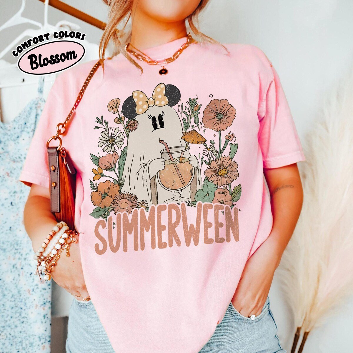 Minnie Ghost Halloween Shirt Disney Style Floral Design