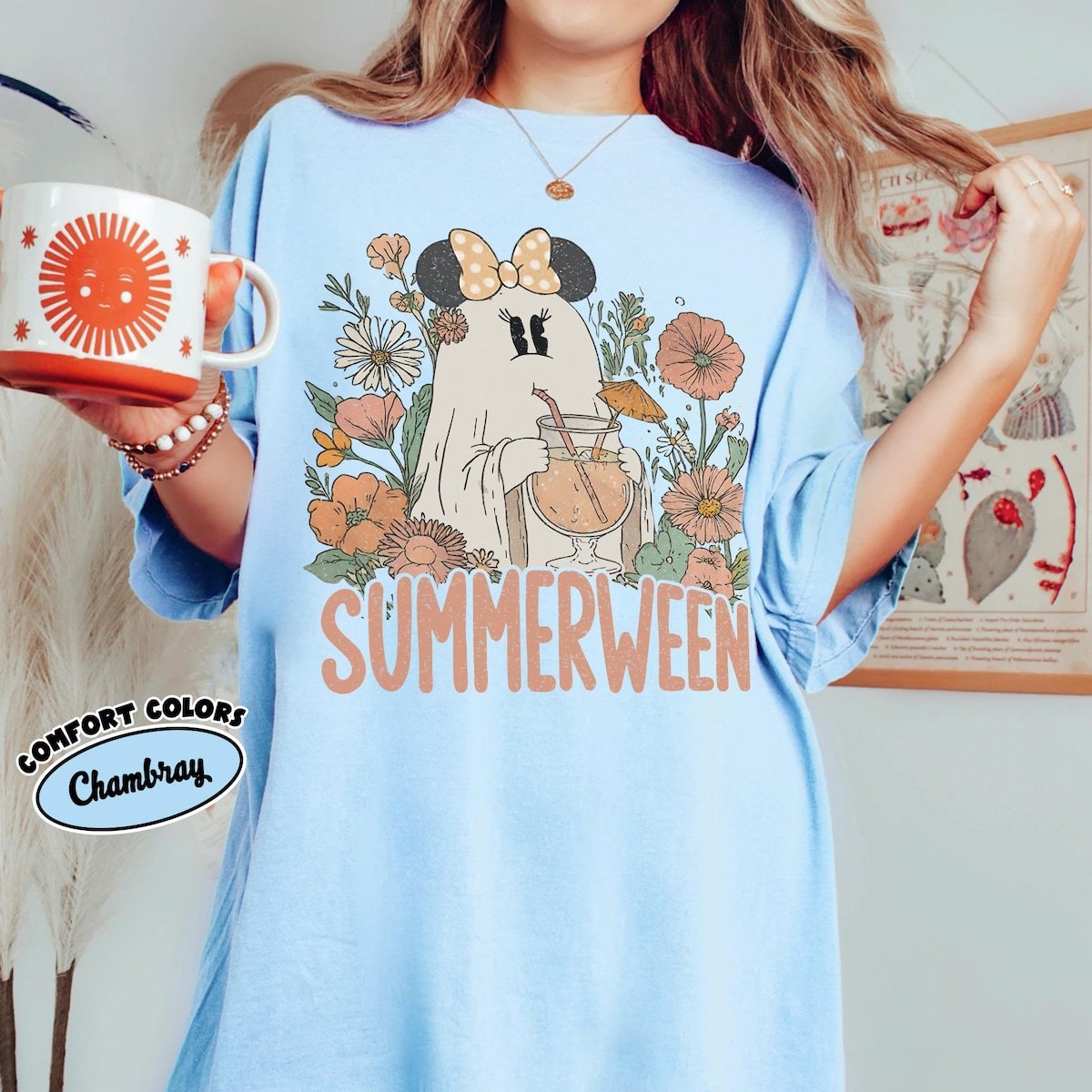 Minnie Ghost Halloween Shirt Disney Style Floral Design