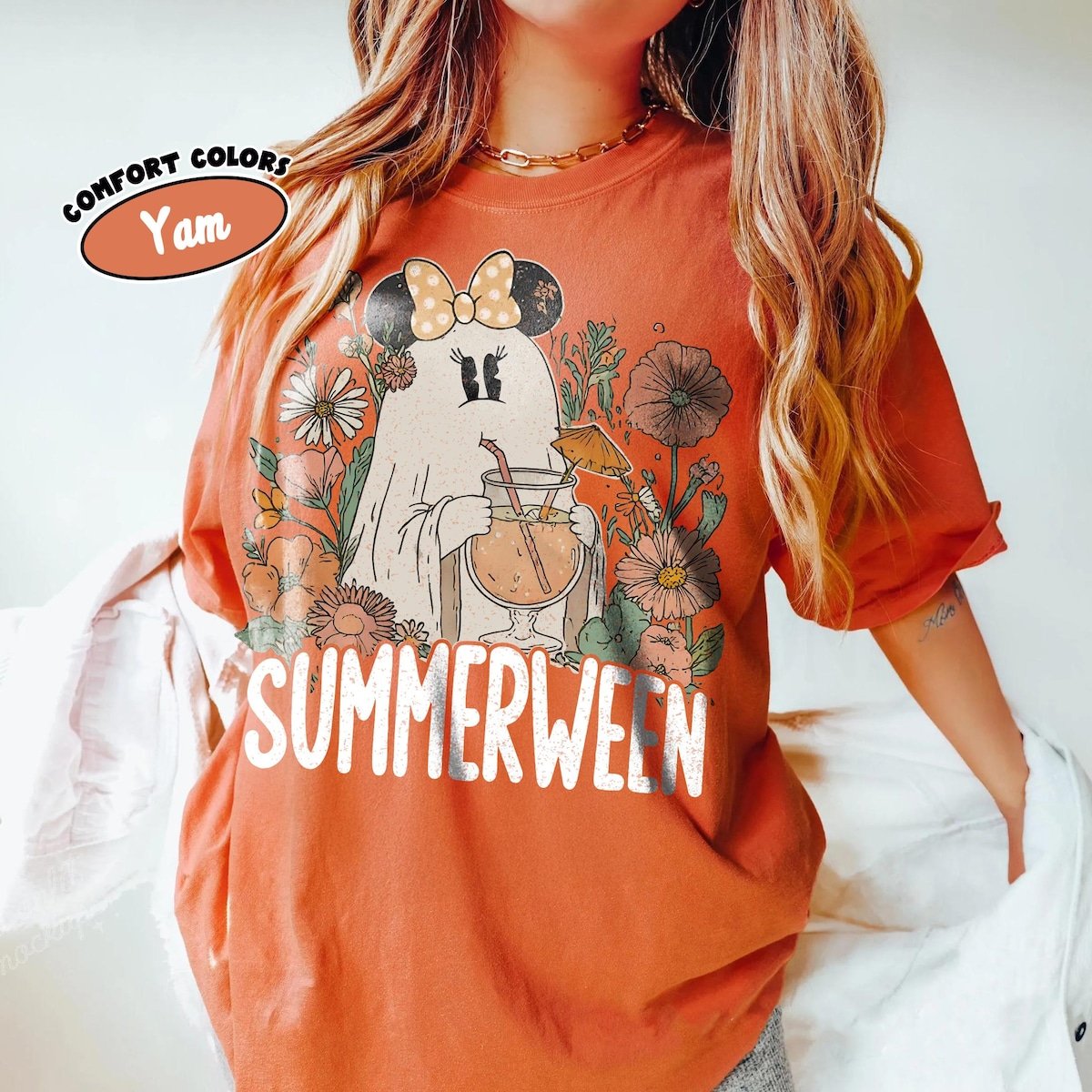 Minnie Ghost Halloween Shirt Disney Style Floral Design