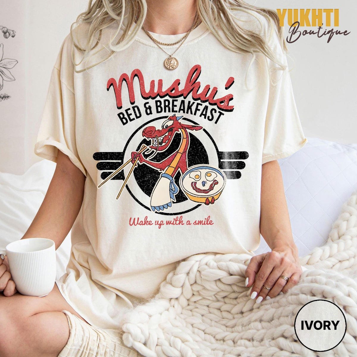 Mulan Mushu Bed Breakfast Shirt Disney Sweatshirt Vacation Gift Tee