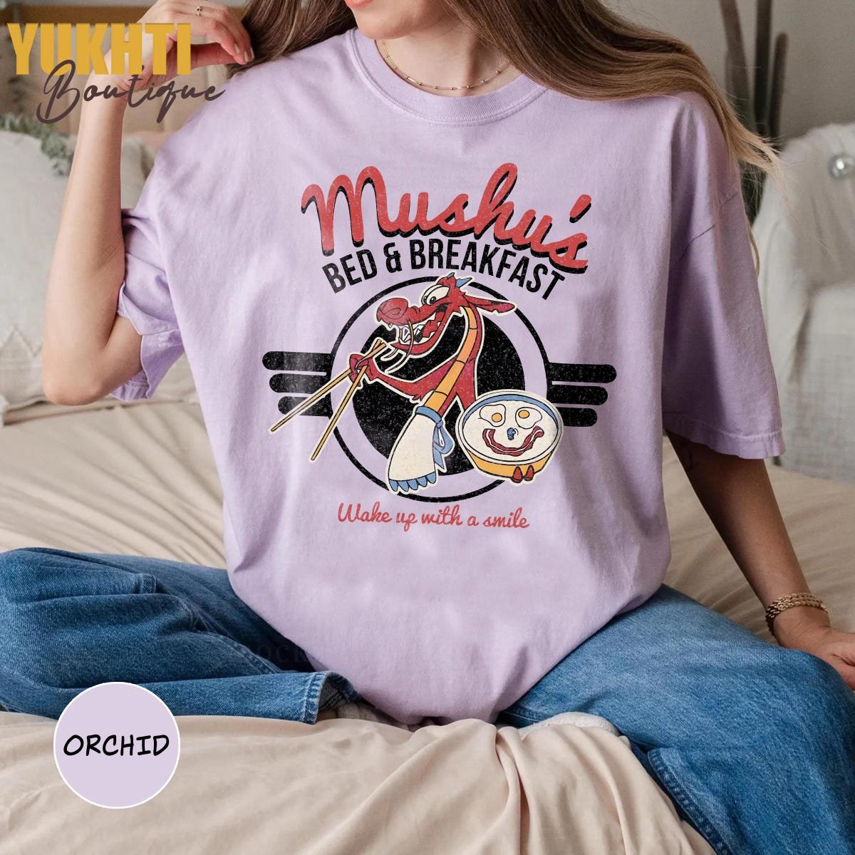 Mulan Mushu Bed Breakfast Shirt Disney Sweatshirt Vacation Gift Tee