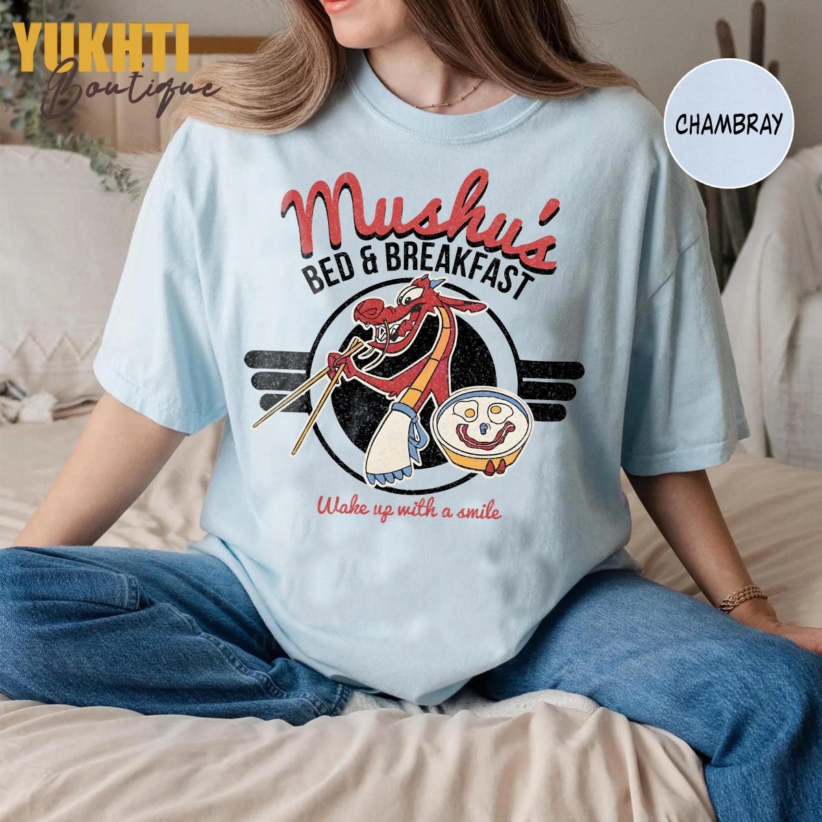 Mulan Mushu Bed Breakfast Shirt Disney Sweatshirt Vacation Gift Tee