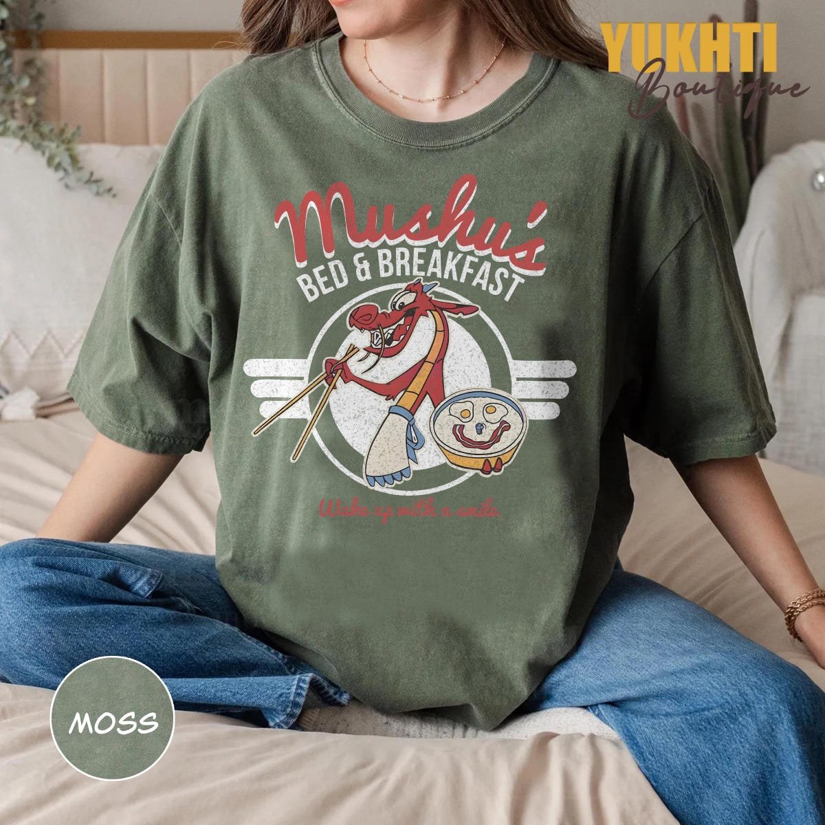 Mulan Mushu Bed Breakfast Shirt Disney Sweatshirt Vacation Gift Tee