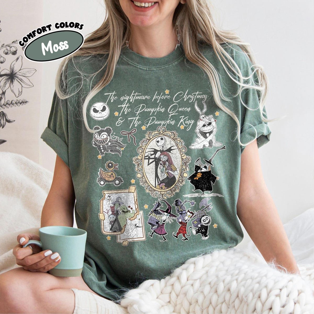 Nightmare Before Christmas Shirt Jack Skellington Sally Halloween Tee