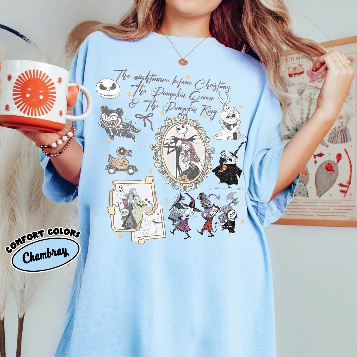 Nightmare Before Christmas Shirt Jack Skellington Sally Halloween Tee