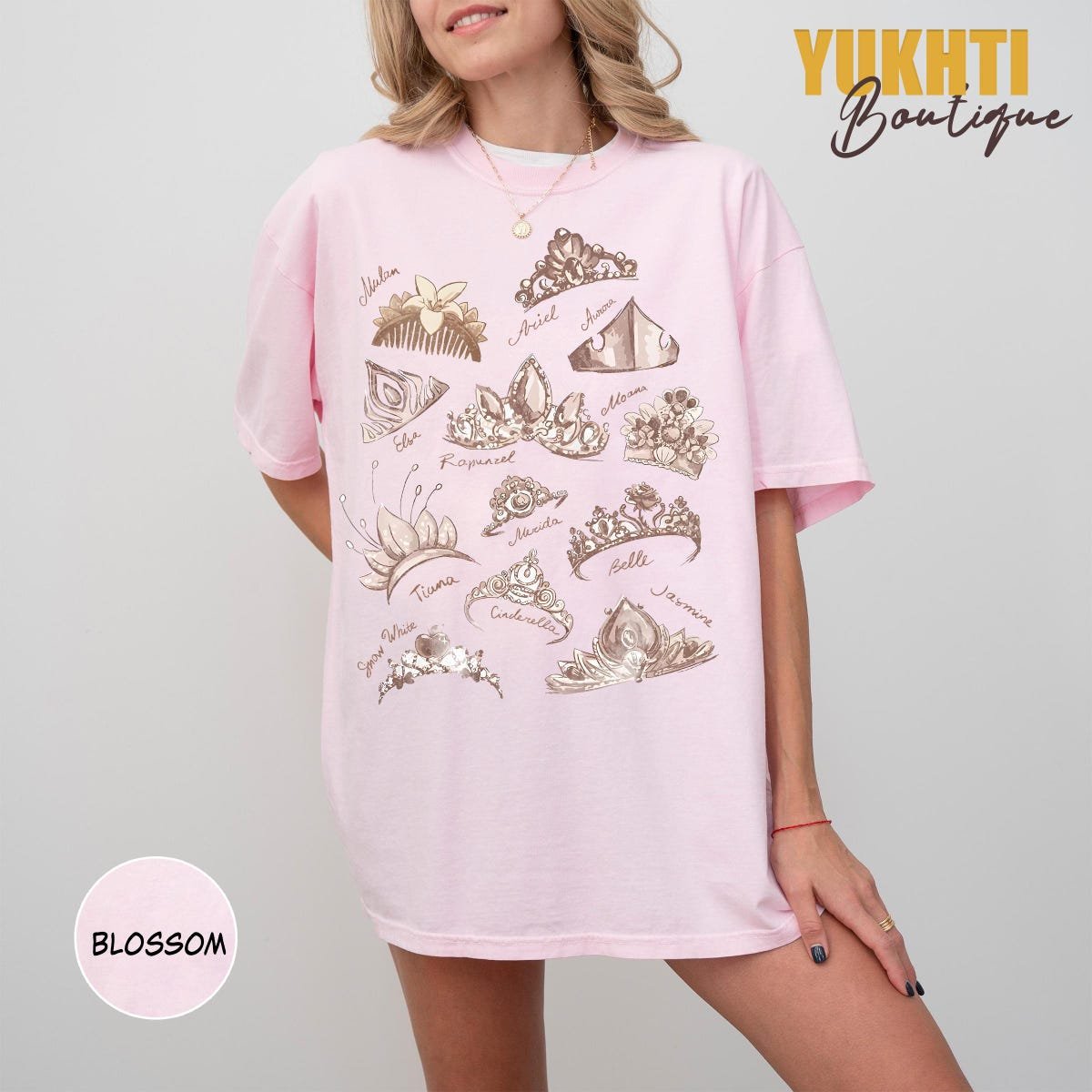 Princess Crowns Comfort Tee Disney Tiana Girl Birthday Shirt