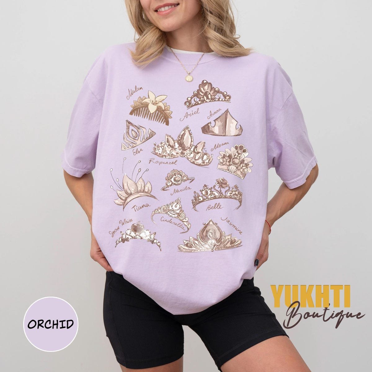 Princess Crowns Comfort Tee Disney Tiana Girl Birthday Shirt