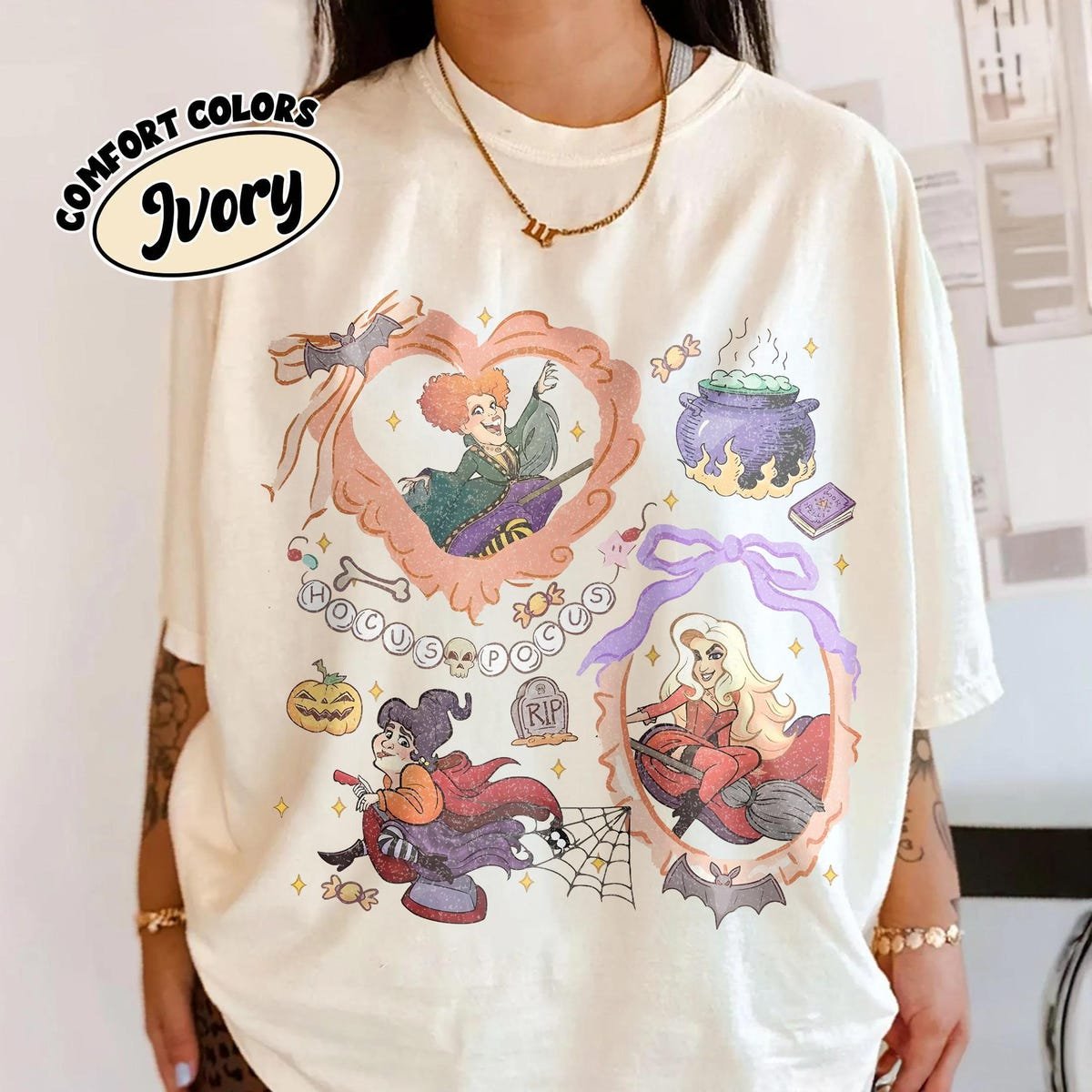 Retro Coquette Hocus Pocus Shirt Sanderson Sisters Disney Halloween Tee